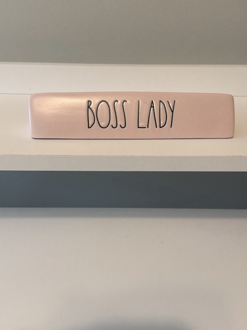 Rae Dunn 'BOSS LADY' Desk Nameplate in Blush Pink